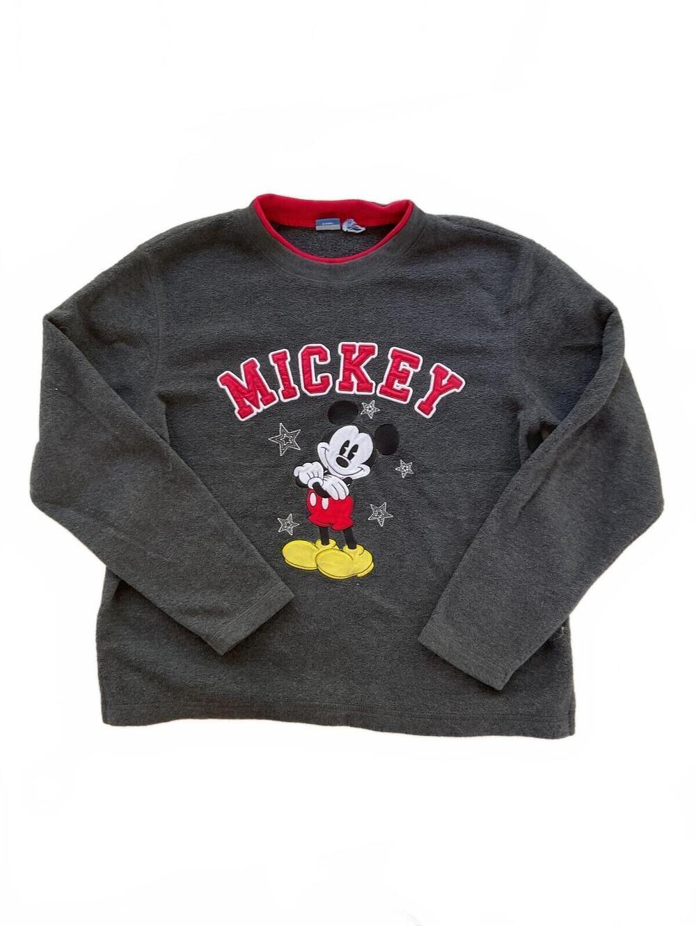 Vintage Disney Store Mickey Mouse Embroidered Fleece Crewneck  Medium / Small